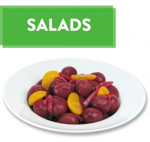 Specialty Salads Button with Baby Beets and Oranges