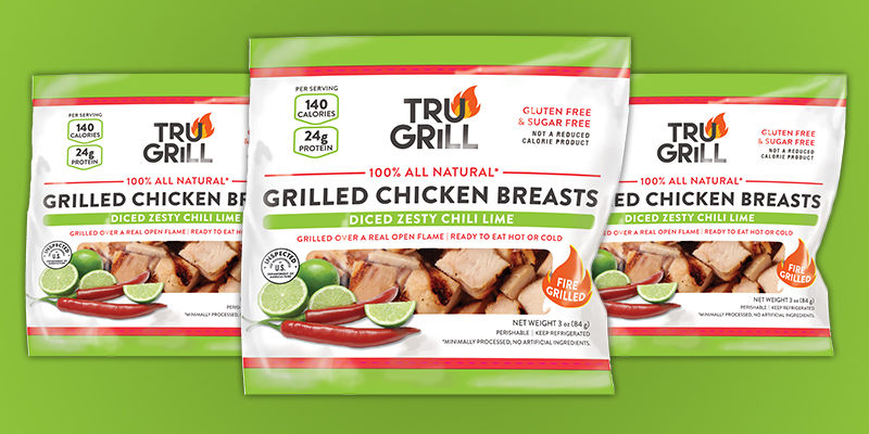 Tru Grill Chili Lime 3oz Diced Grilled Chicken Breasts