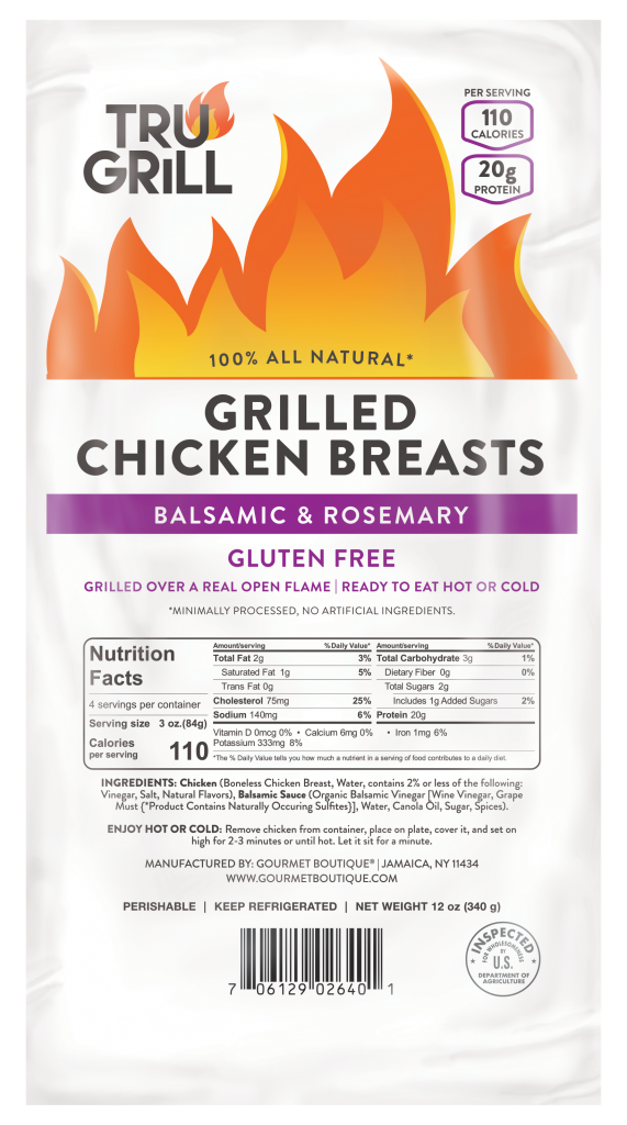 Tru Grill 12oz Balsamic Rosemary Grilled Chicken Breasts