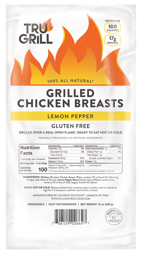 Tru Grill 12oz Lemon Pepper Grilled Chicken Breasts