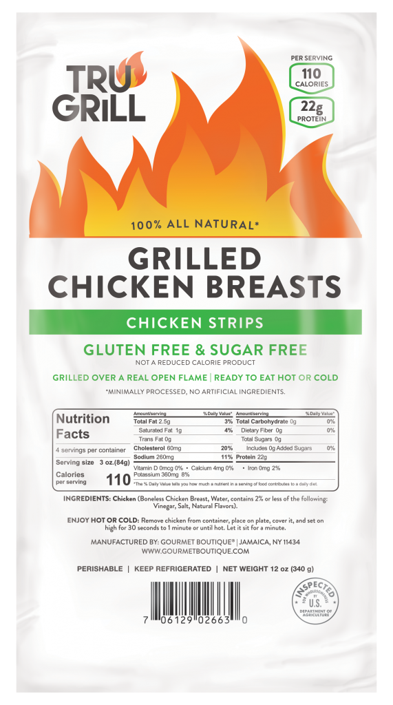 Tru Grill 12oz Grilled Chicken Breast Strips