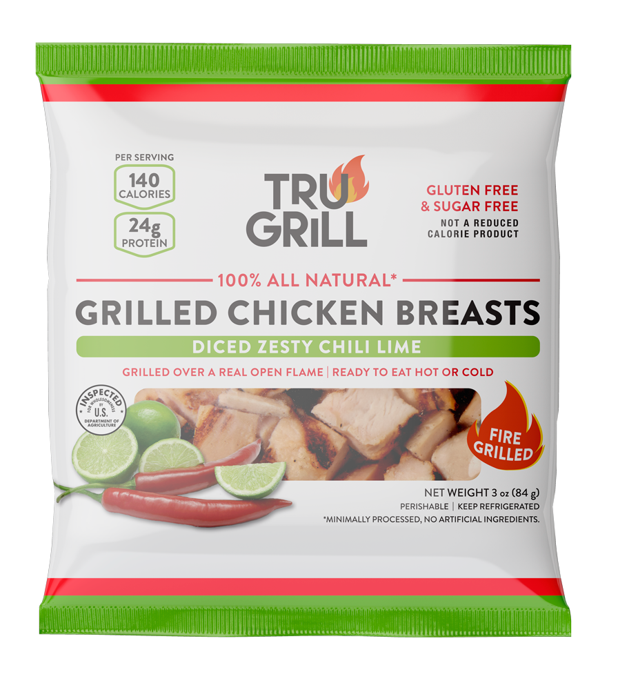 Tru Grill 3oz Chili Lime Diced Grilled Chicken Breasts