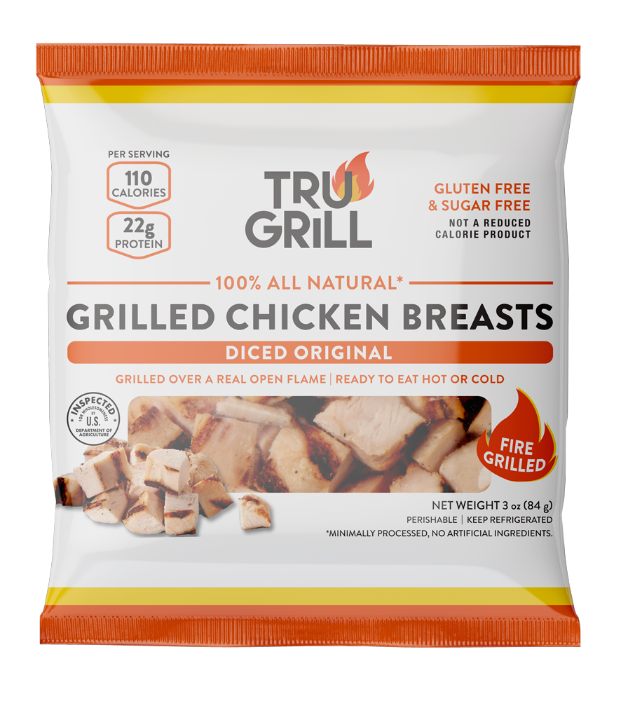 Tru Grill 3oz Original Diced Grilled Chicken Breasts