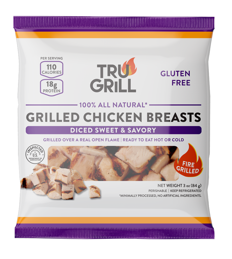 Tru Grill 3oz Sweet and Savory Diced Grilled Chicken Breasts