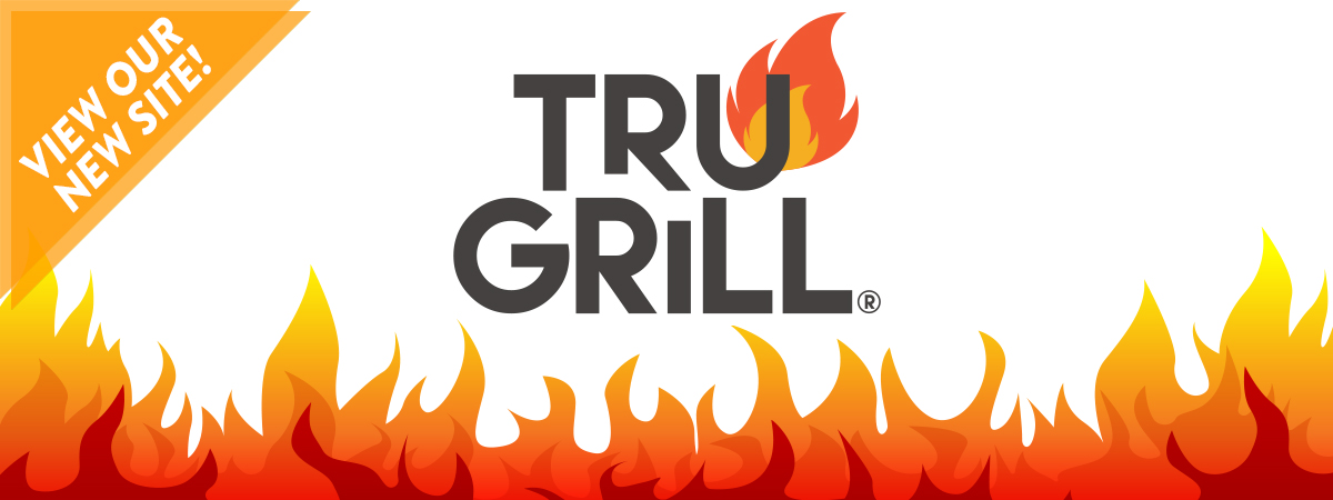 Tru Grill website Banner with flames and new logo