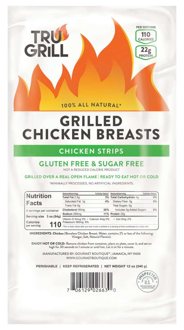 TRU GRILL® 12oz. Grilled Chicken Strips Gourmet Boutique